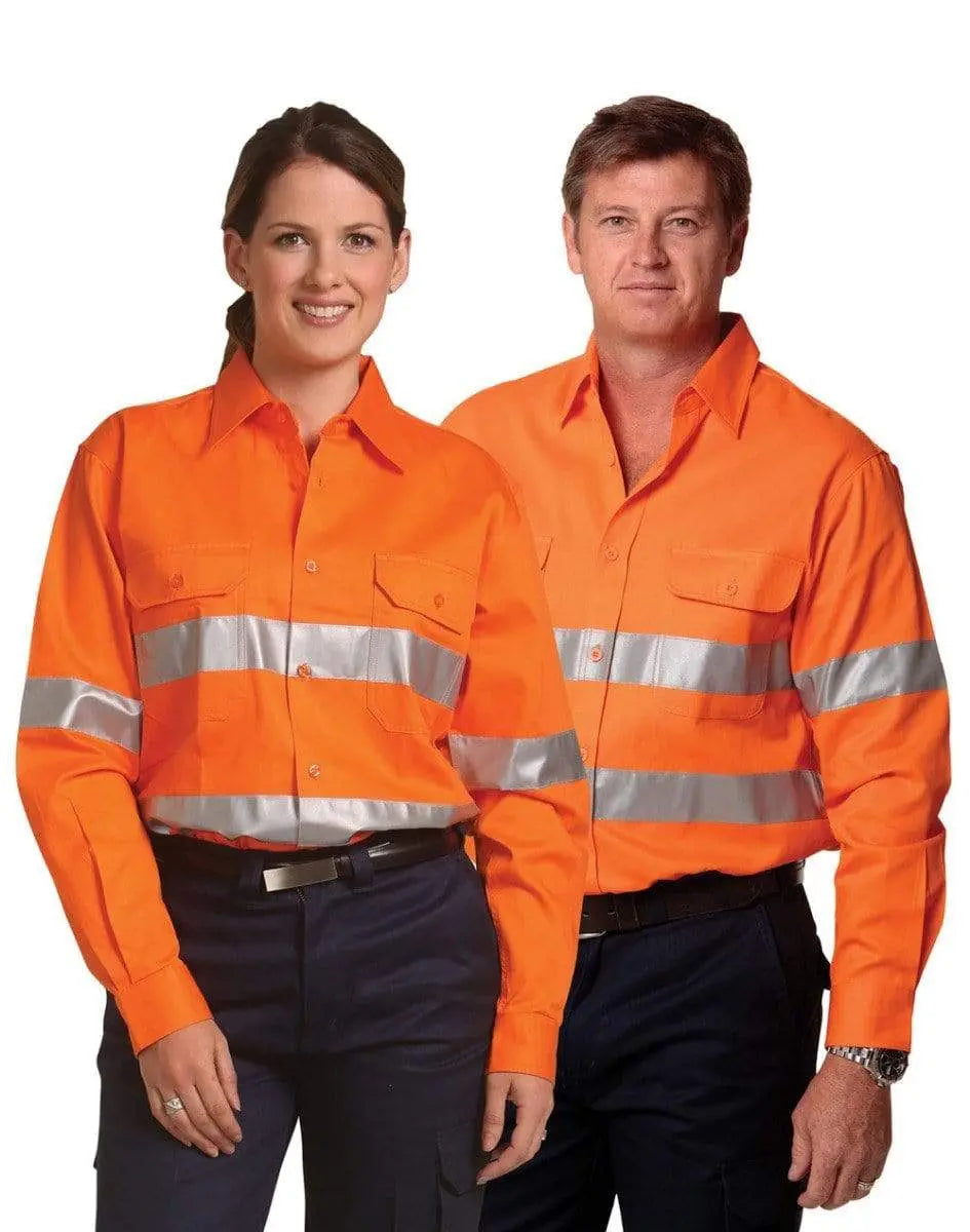 Cotton Drill Safety Shirt - Unisex SW52 Work Wear Australian Industrial Wear